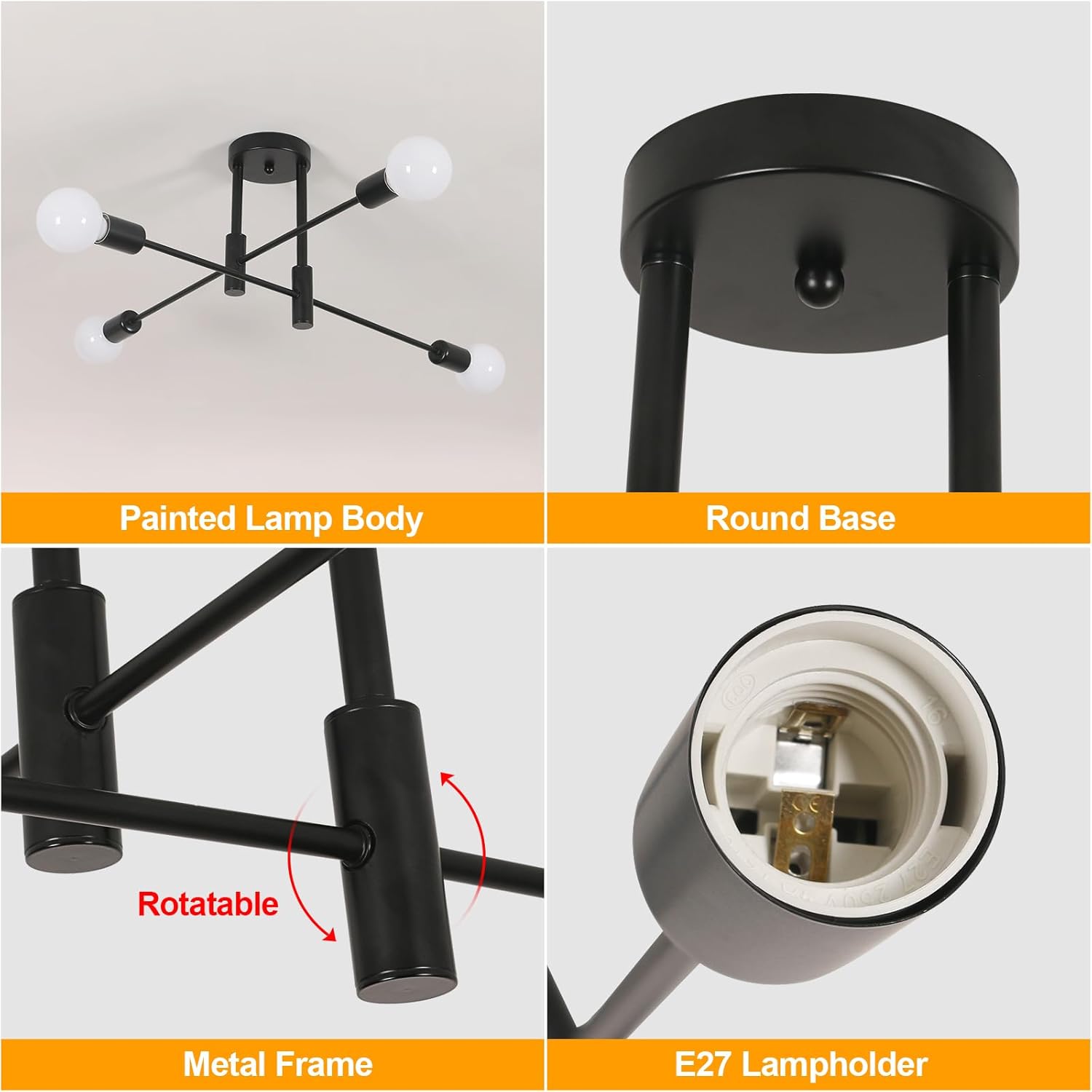 Ceiling Light - Black Metal Frame