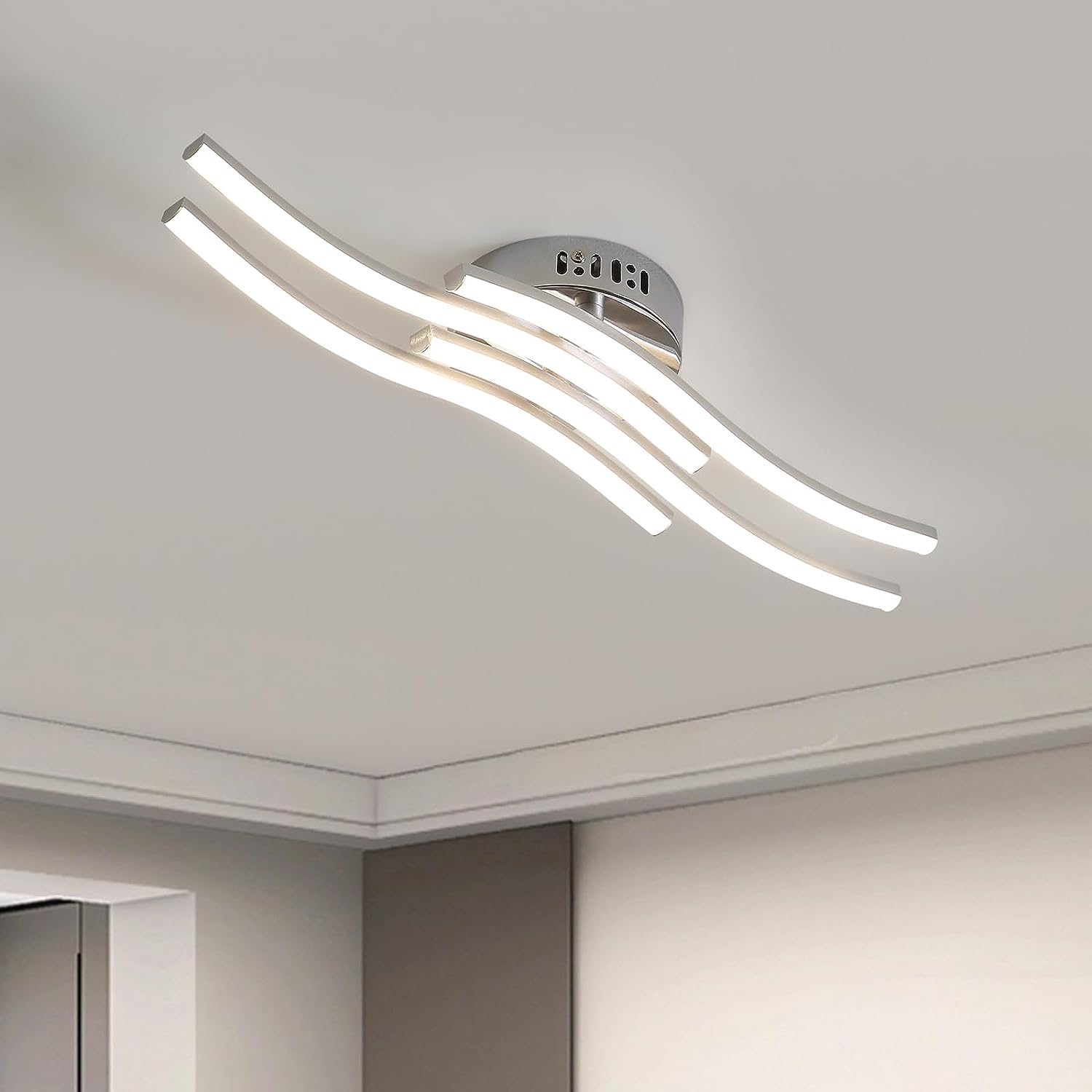 Ceiling Light - Silver Aluminium Frame, Natural Light