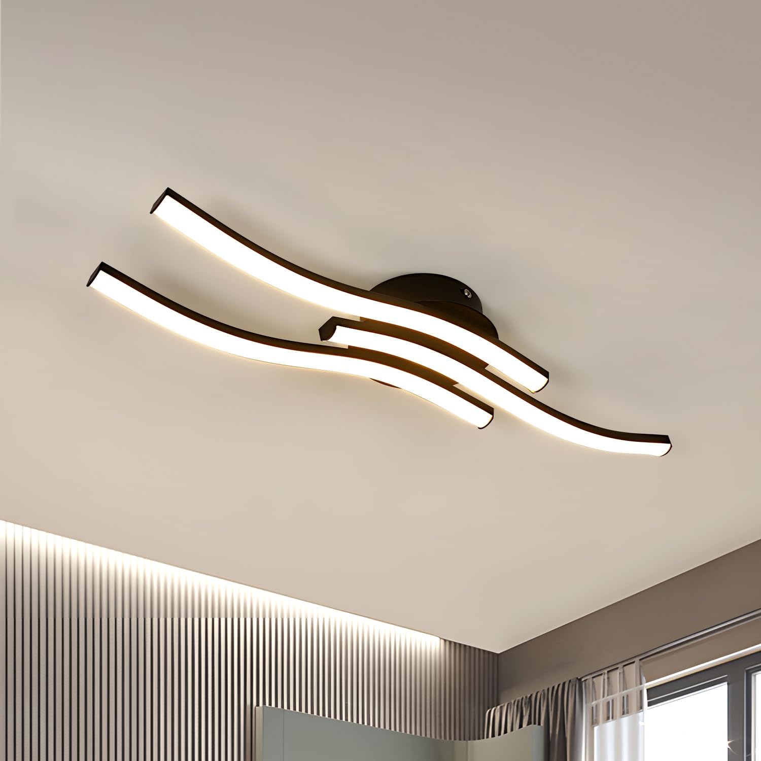 Ceiling Light - Black Aluminium Frame, Warm Light
