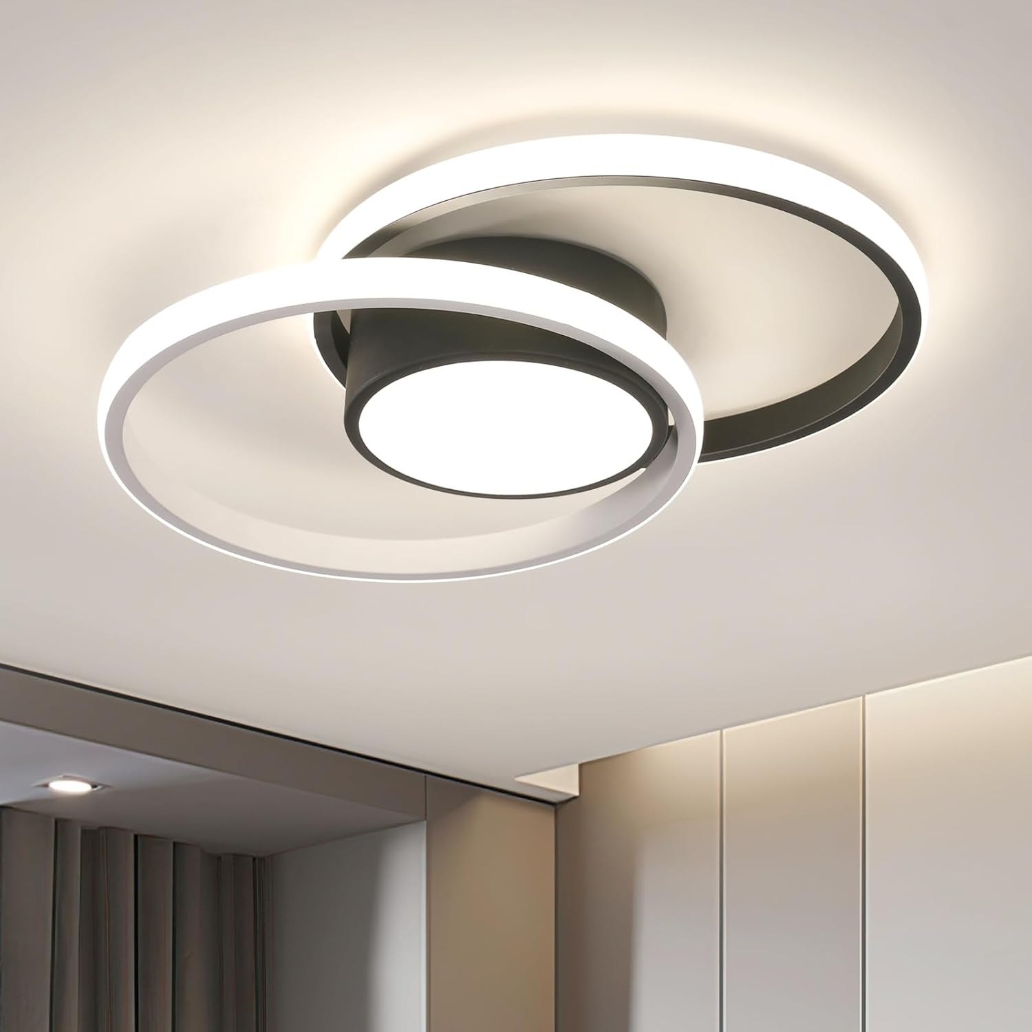 Ceiling Light - Black & White Metal Frame, Natural Light