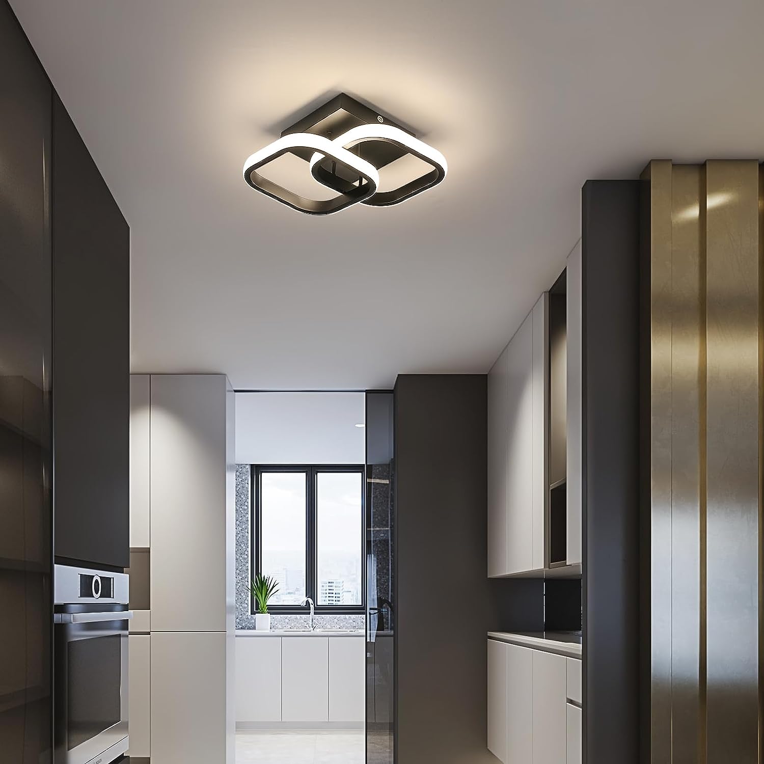 Ceiling Light - Black Aluminium Frame, Natural Light