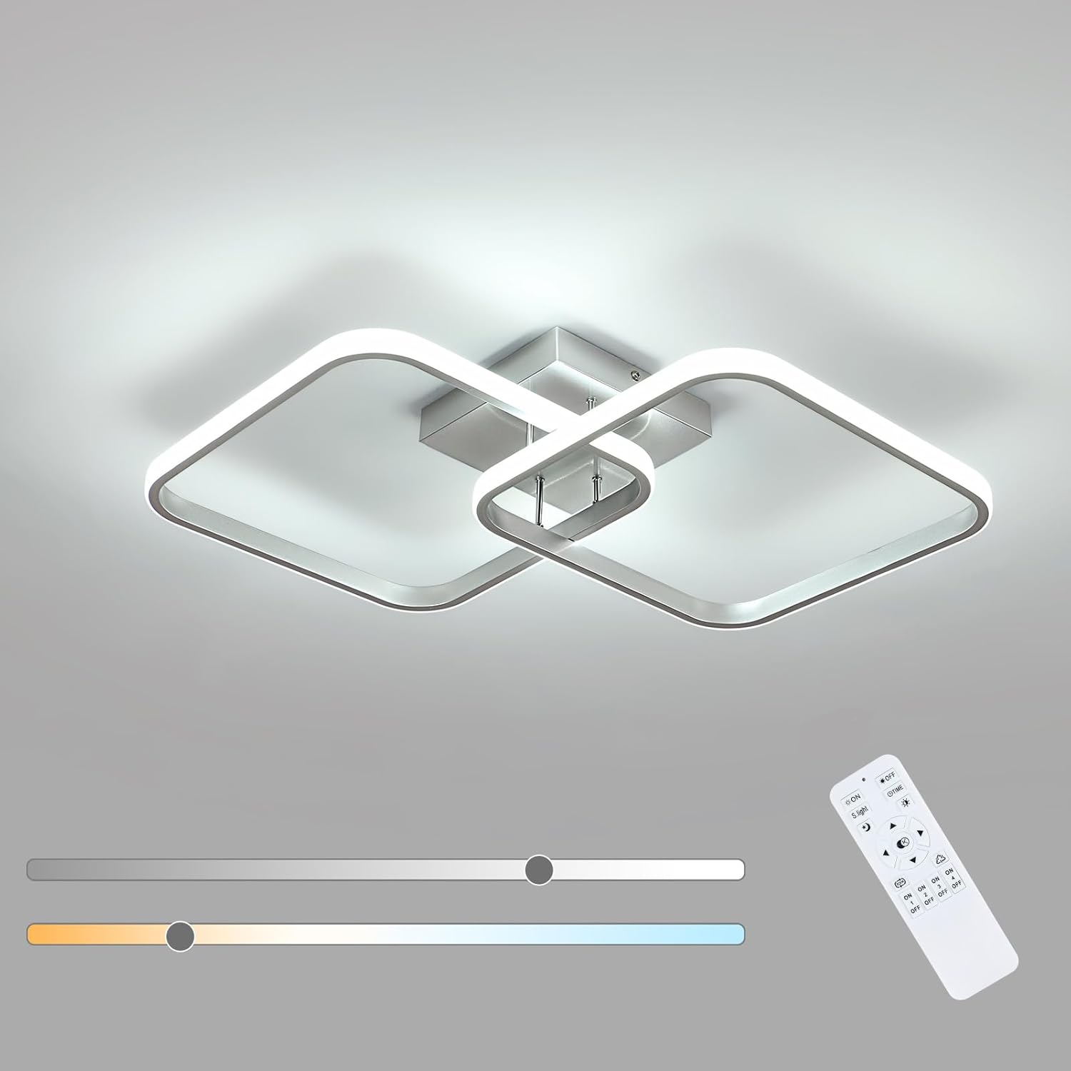 Ceiling Light - Silver Aluminium Frame, Tunable and Dimmable