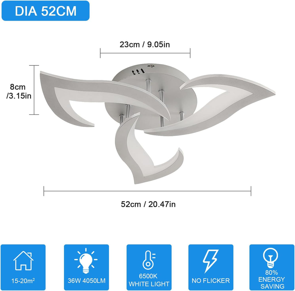 Ceiling Light - White Acrylic Frame, White Light