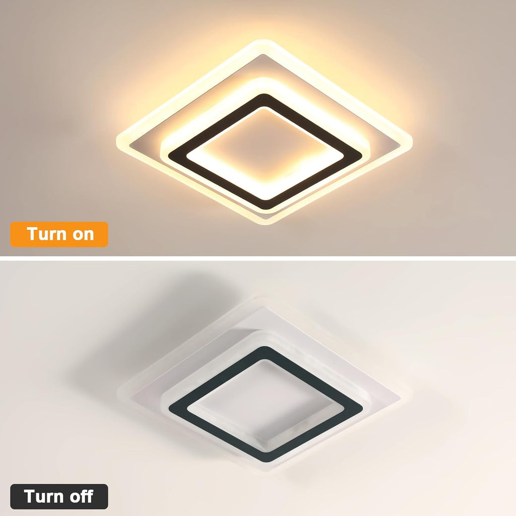 Ceiling Light - Black & White Acrylic Frame, Warm Light