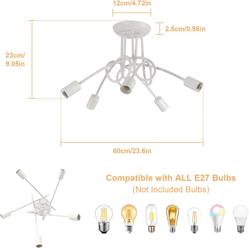 Ceiling Light - White Metal Frame