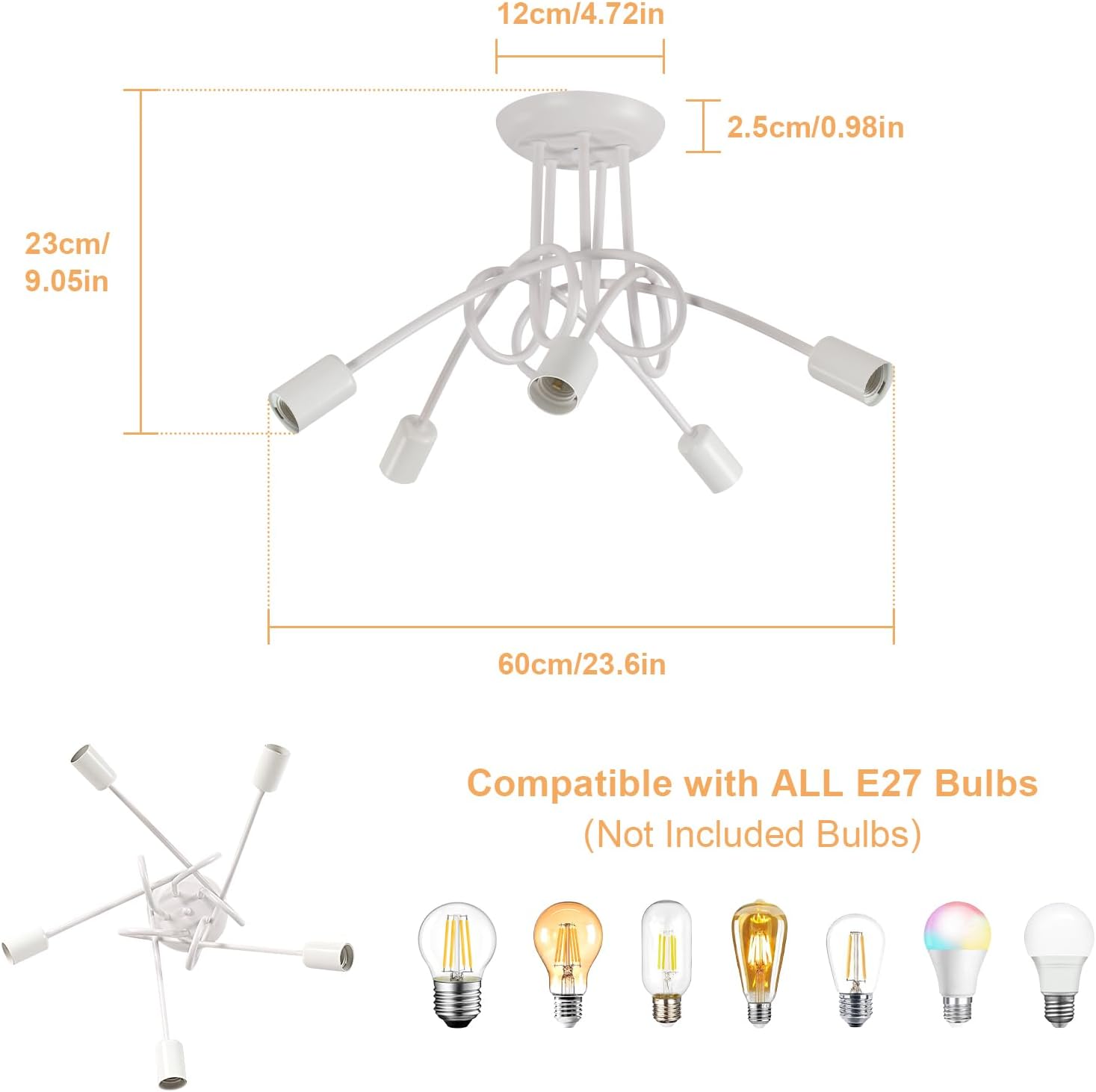 Ceiling Light - White Metal Frame