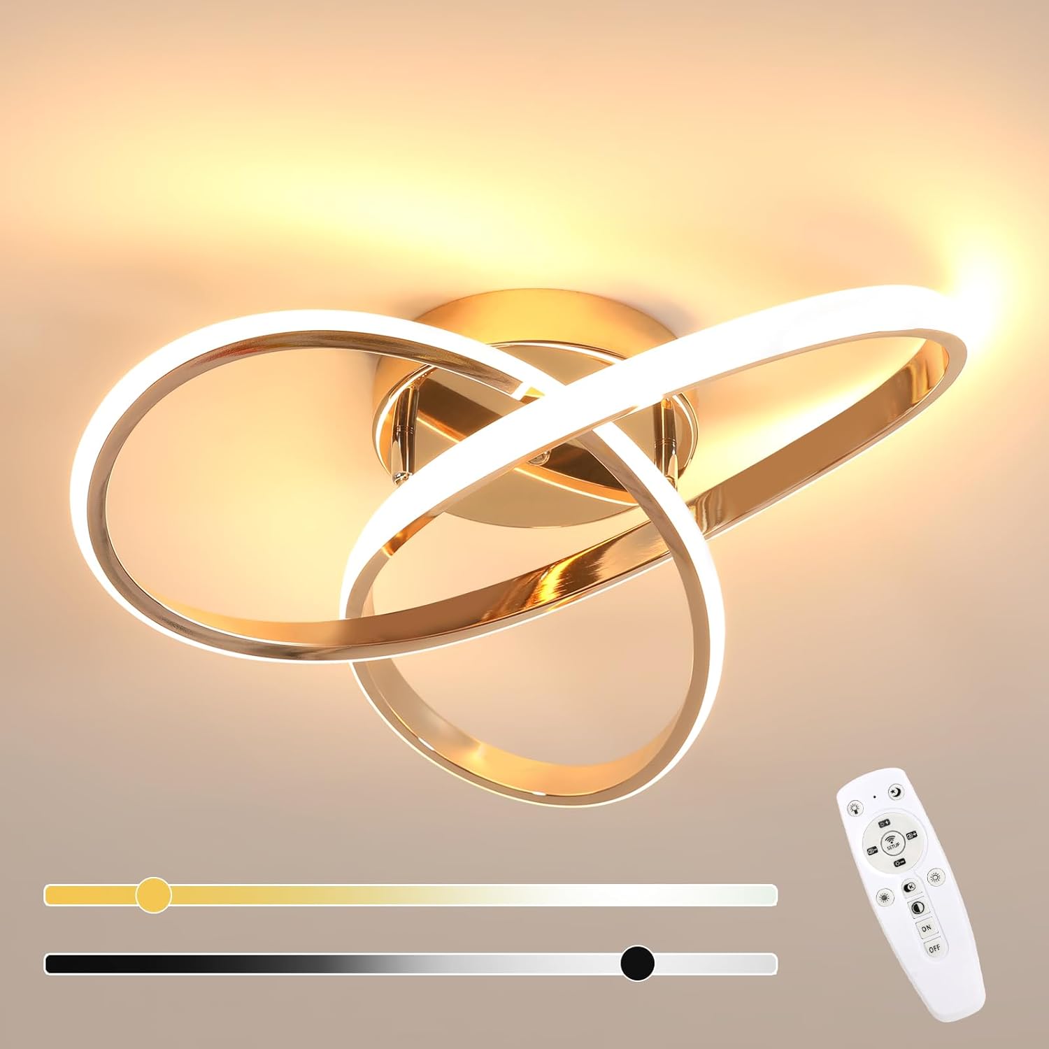 Ceiling Light - Gold Aluminium Frame, Tunable and Dimmable