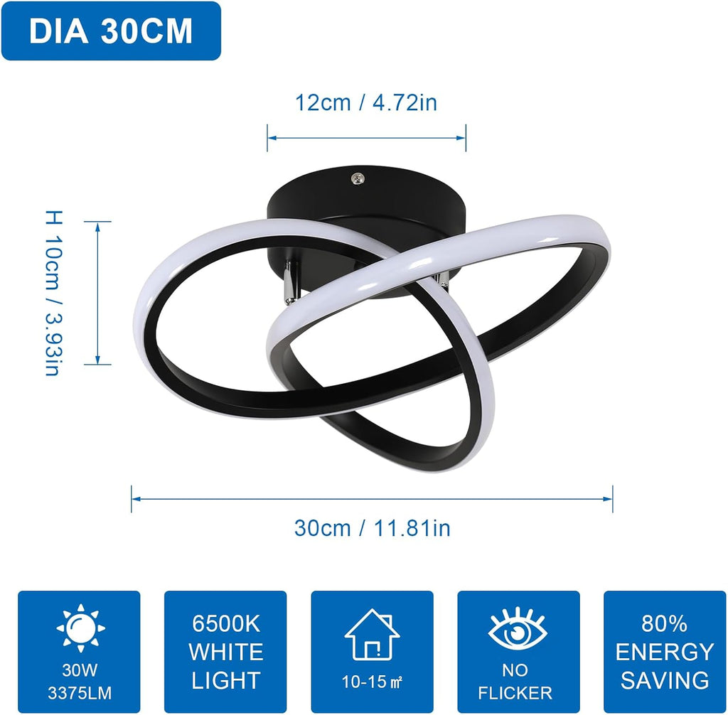 Ceiling Light - Black Aluminium Frame, White Light