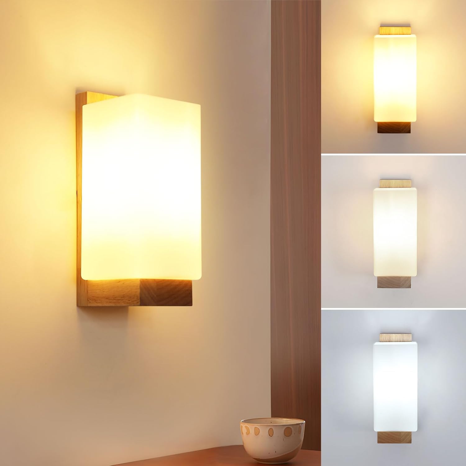 Wall Light - Wood Glass Frame, Tunable