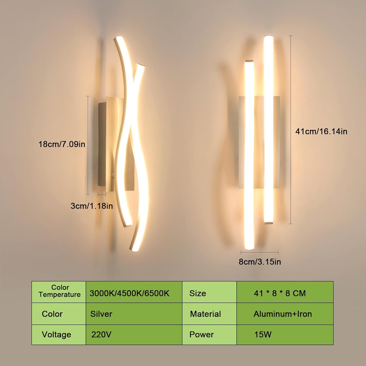 Wall Light - Silver Aluminium Frame, Tunable