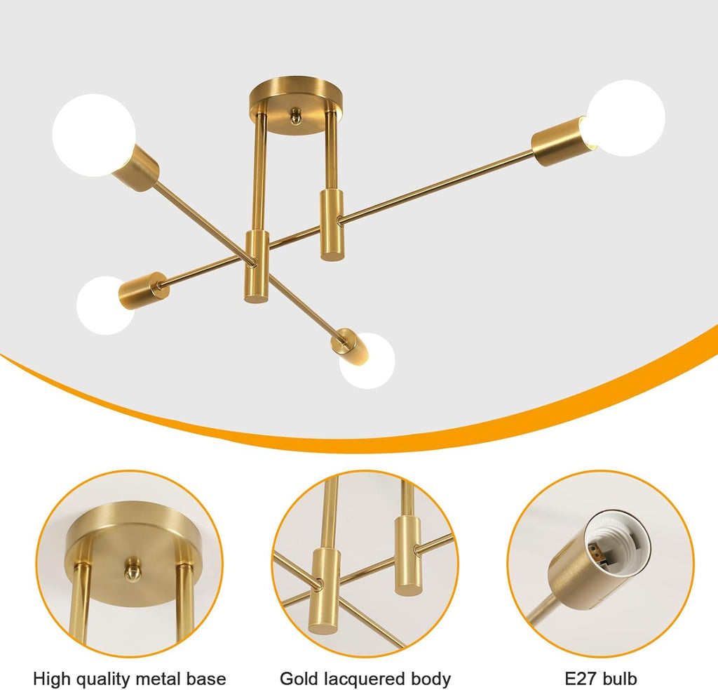 Ceiling Light - Gold Metal Frame