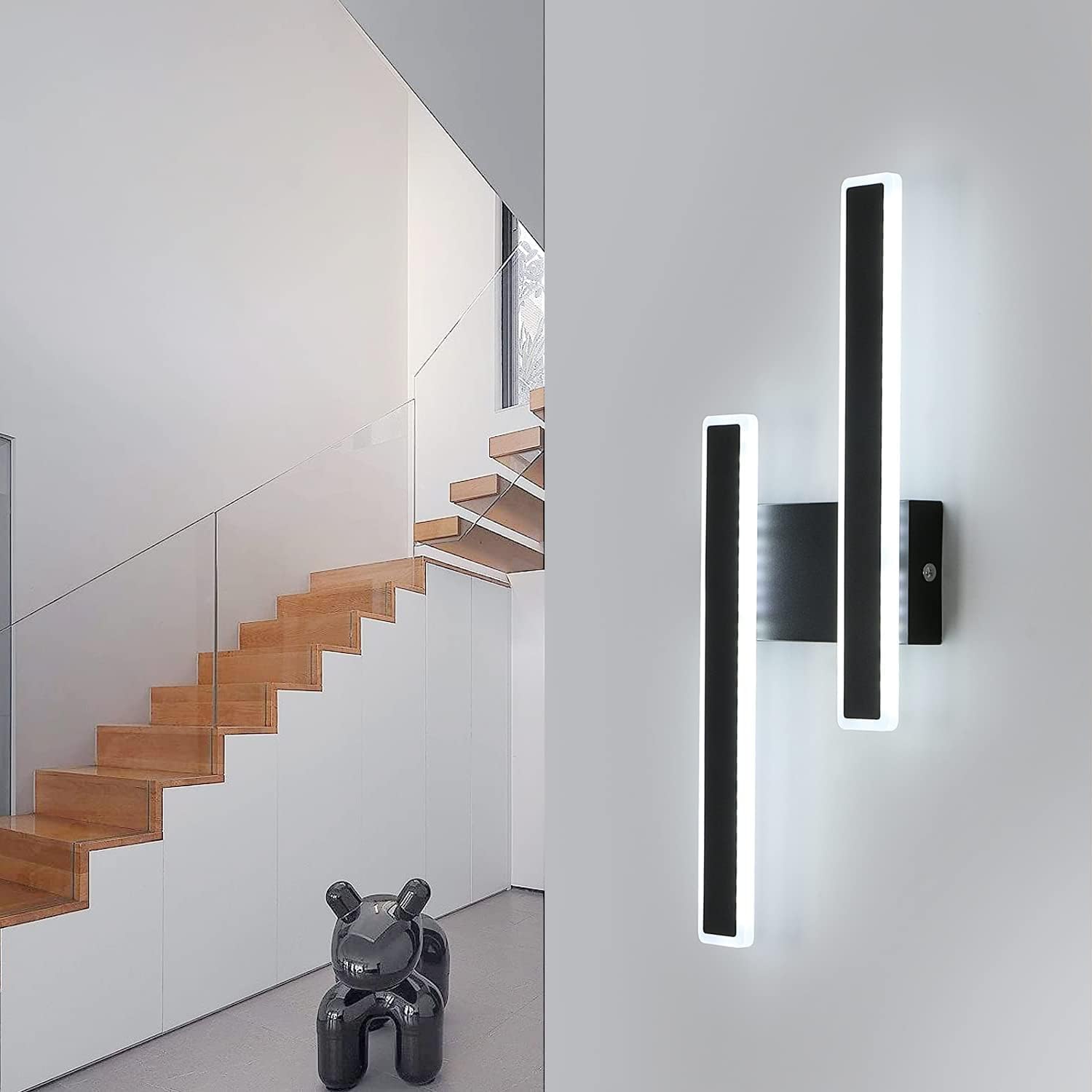 Wall Light - Black Acrylic Frame, White Light