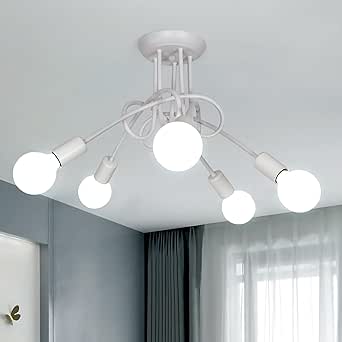 Ceiling Light - White Metal Frame