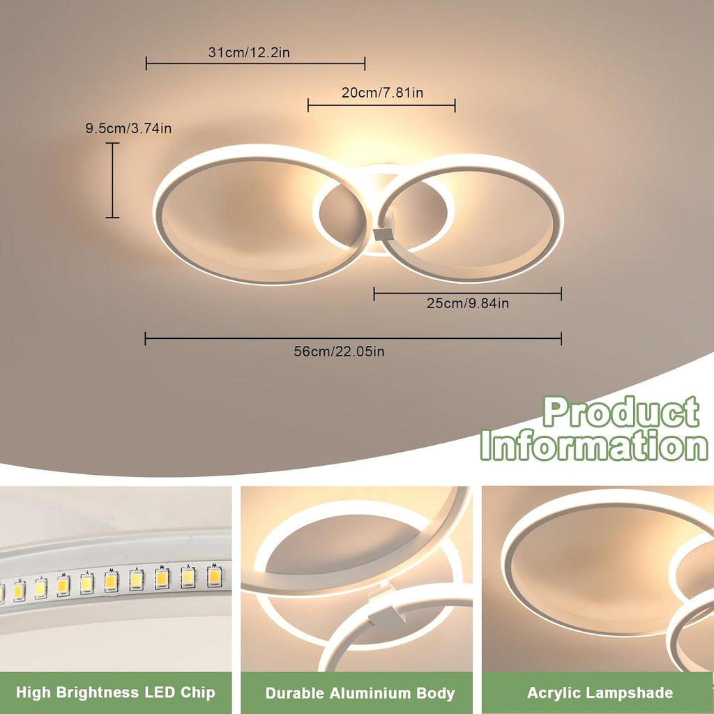 Ceiling Light - White Acrylic Frame, Tunable and Dimmable