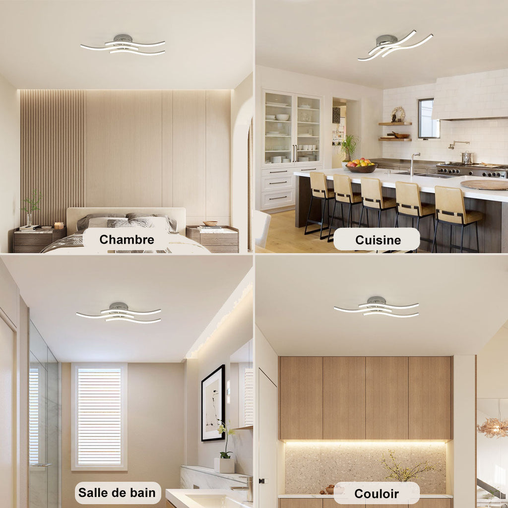 Deckenleuchte - Rahmen aus silbernem Aluminium, Naturlicht