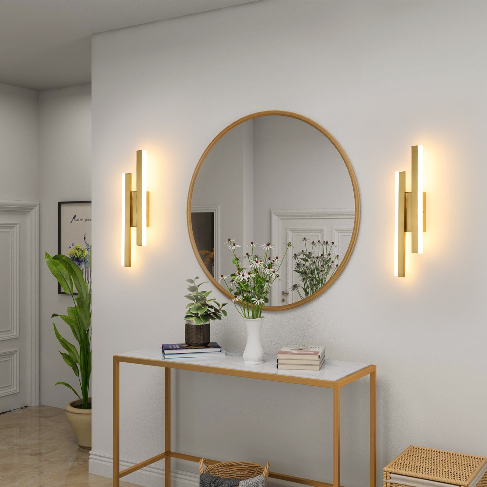 Wall Light - Gold Acrylic Frame, Warm Light