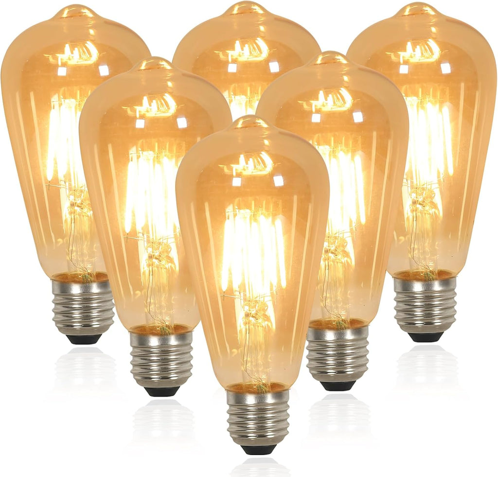 LED-Glühbirnen – Bernstein-Glasrahmen, warmes Licht