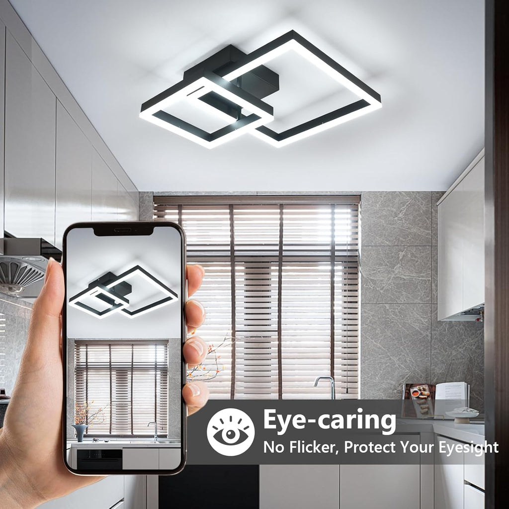 Ceiling Light - Black Acrylic Frame, White Light