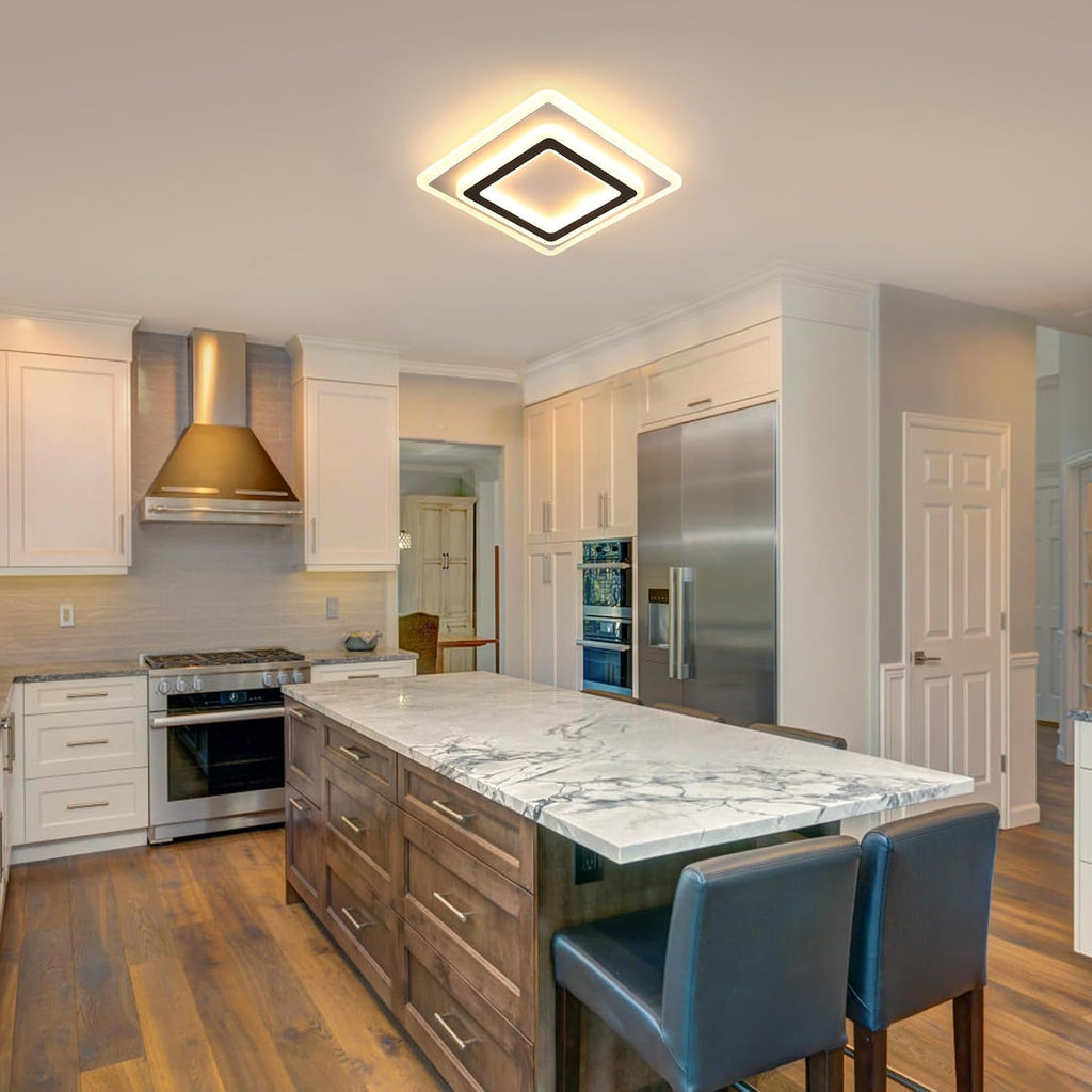 Ceiling Light - Black & White Acrylic Frame, Warm Light