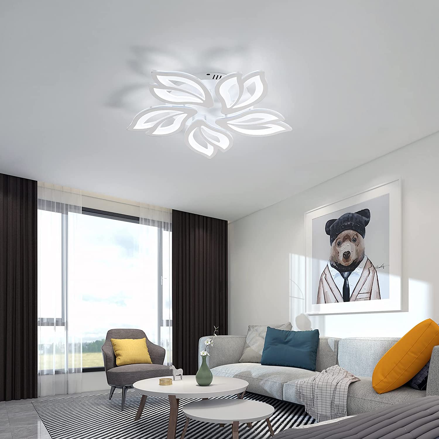 Ceiling Light - White Acrylic Frame, White Light