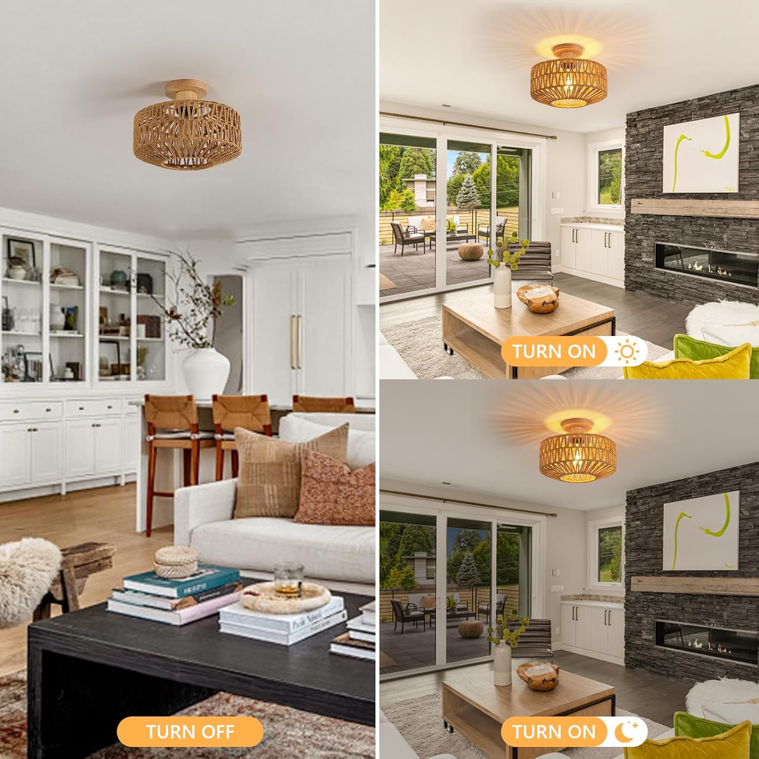 Ceiling Light - Wood Frame