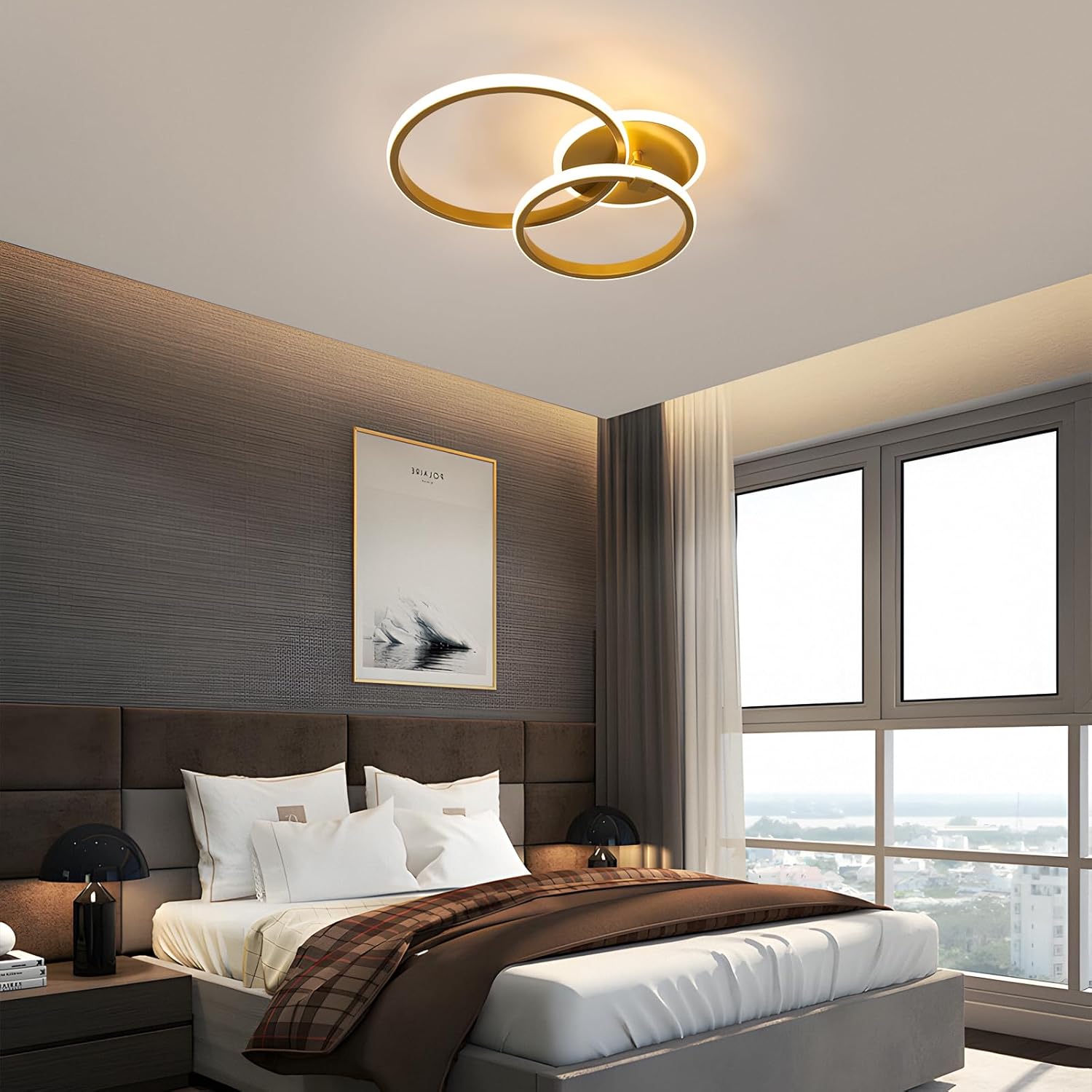 Ceiling Light - Gold Acrylic Frame, Warm Light