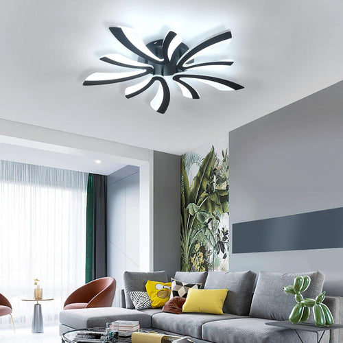 Comely Plafonnier LED Dimmable, 48W 5400LM Lampe de Plafond Avec Télécommande, Moderne Luminaire Plafonnier pour Salon, Chambre à Coucher, 70cm, Dimmable 3000K-6500K, Noir