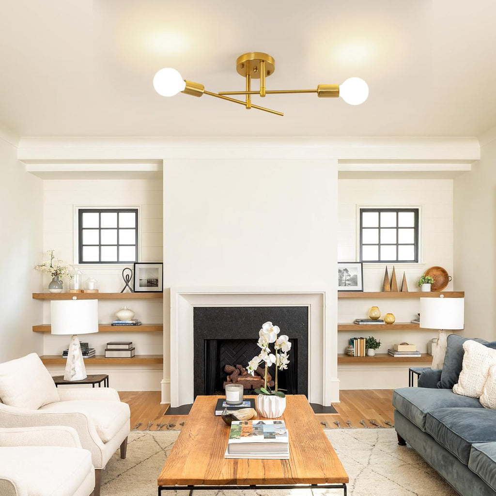 Ceiling Light - Gold Bronze Metal Frame