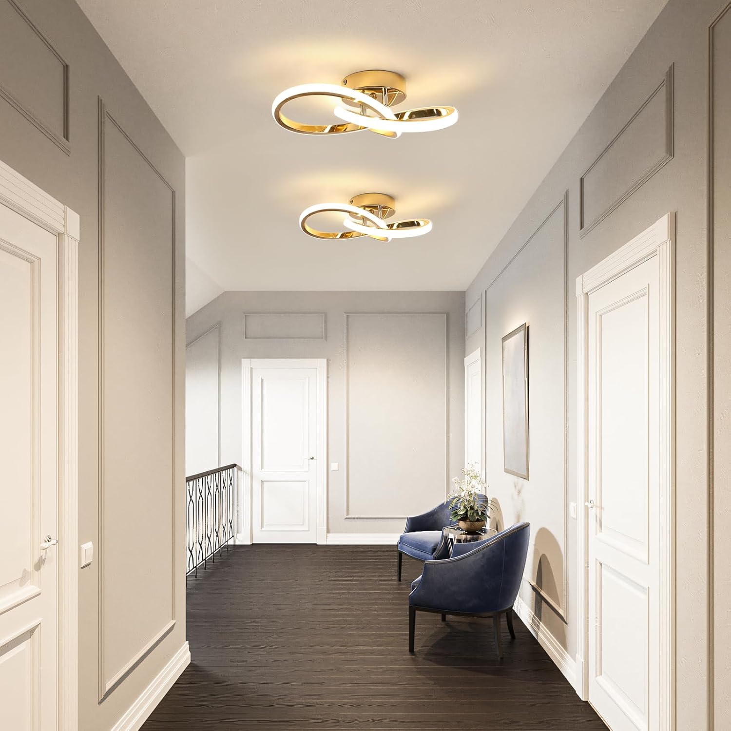 Ceiling Light - Gold Aluminium Frame, Natural Light