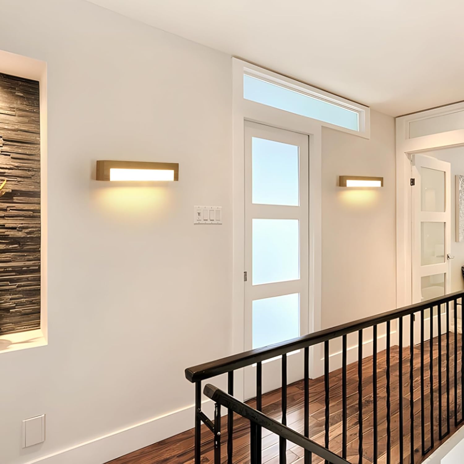 Wall Light - Wood Metal Frame, Warm Light