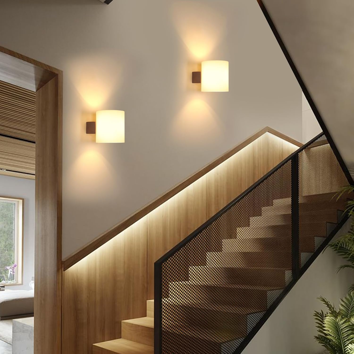 Wall Light - Wood Glass Frame, Tunable