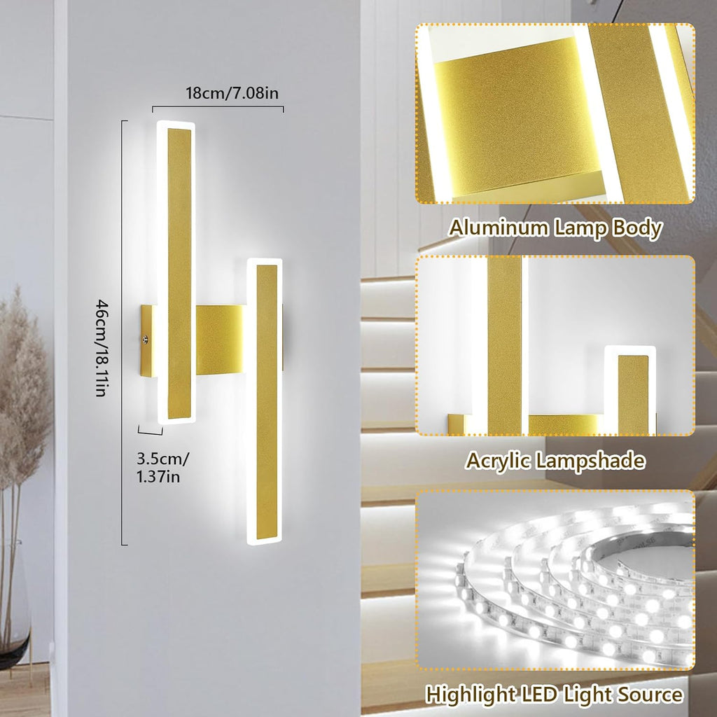 Wall Light - Gold Acrylic Frame, White Light