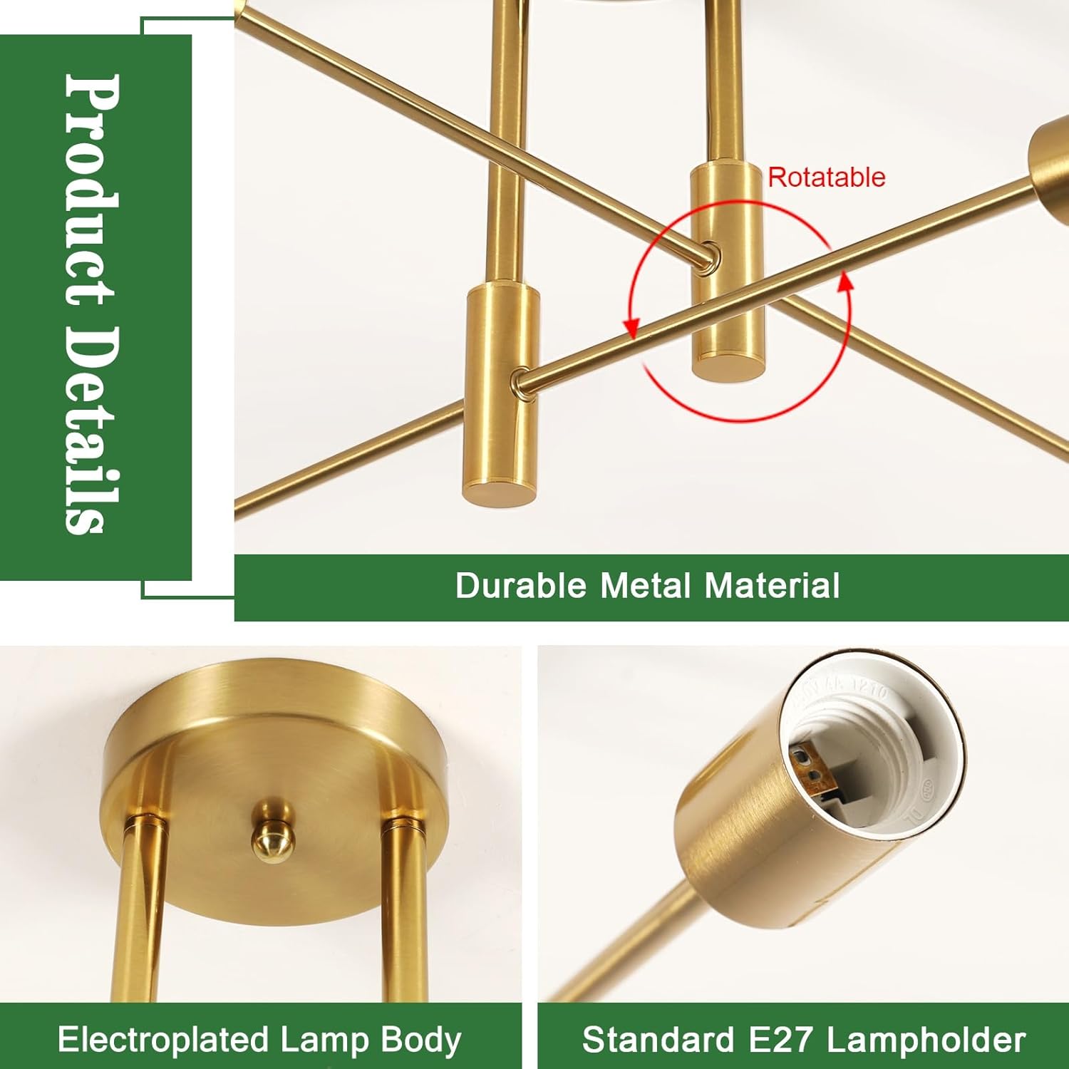 Ceiling Light - Gold Metal Frame