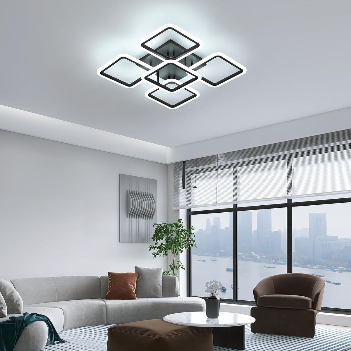 Ceiling Light - Black Acrylic Frame, White Light
