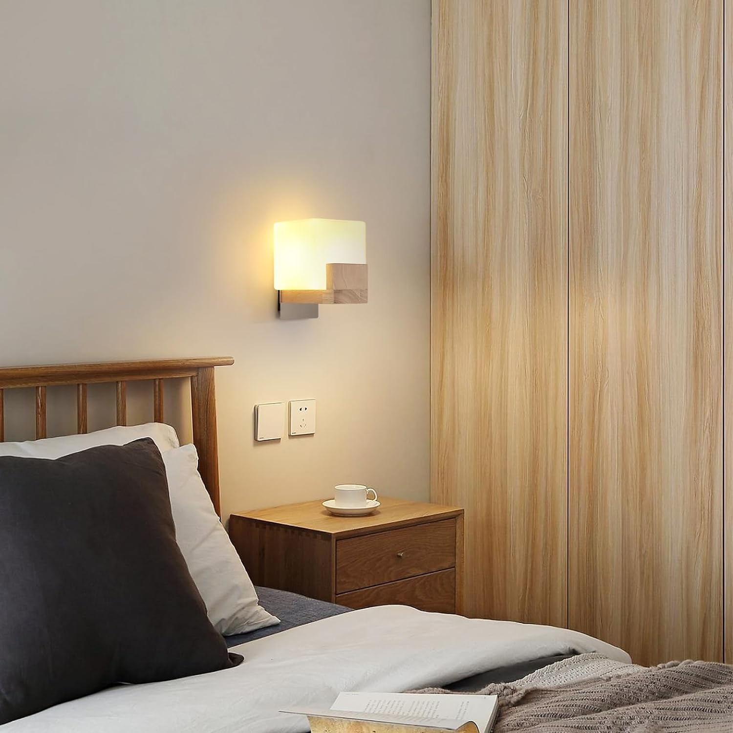 Wall Light - Wood Glass Frame, Tunable