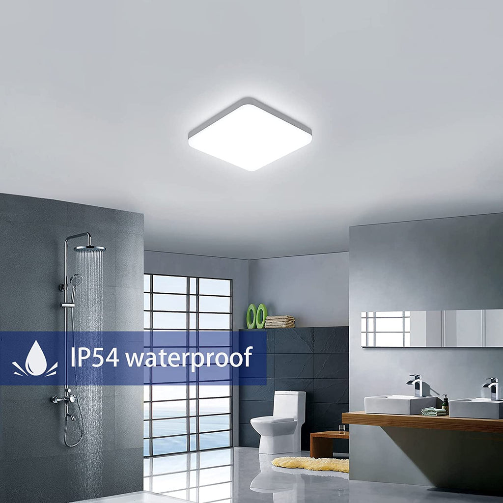 Ceiling Light - White Plastic Frame, White Light
