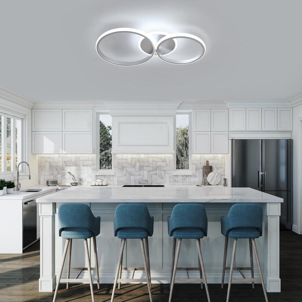 Ceiling Light - Silver Acrylic Frame, White Light
