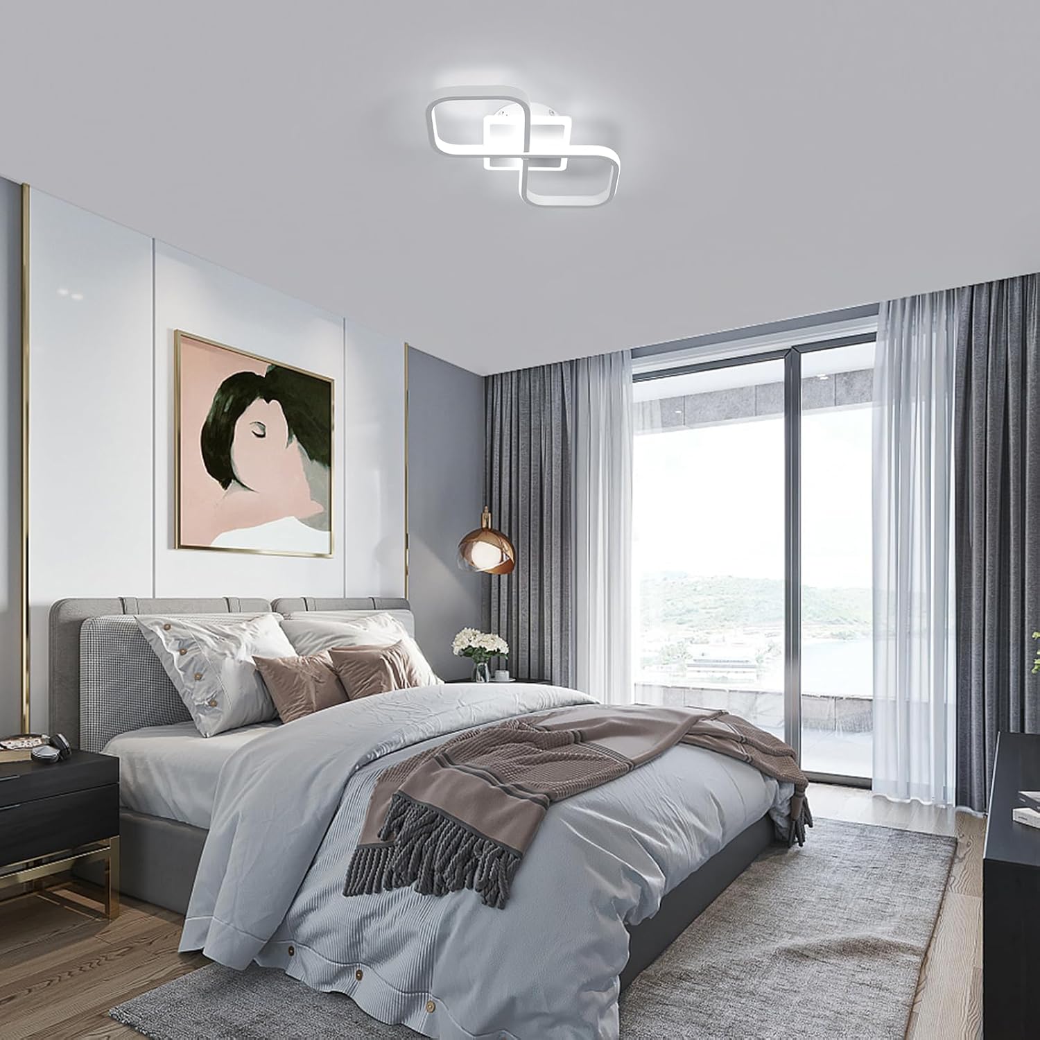 Ceiling Light - White Acrylic Frame, Tunable and Dimmable
