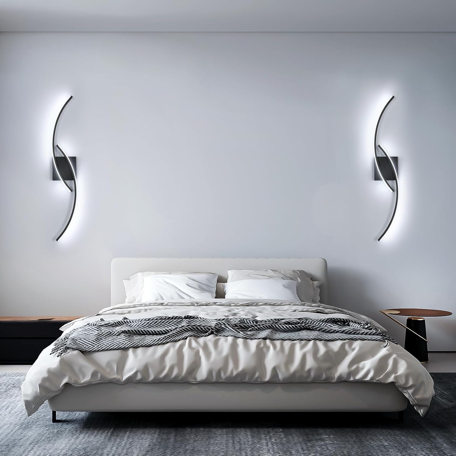 Wall Light - Black Aluminium Frame, White Light