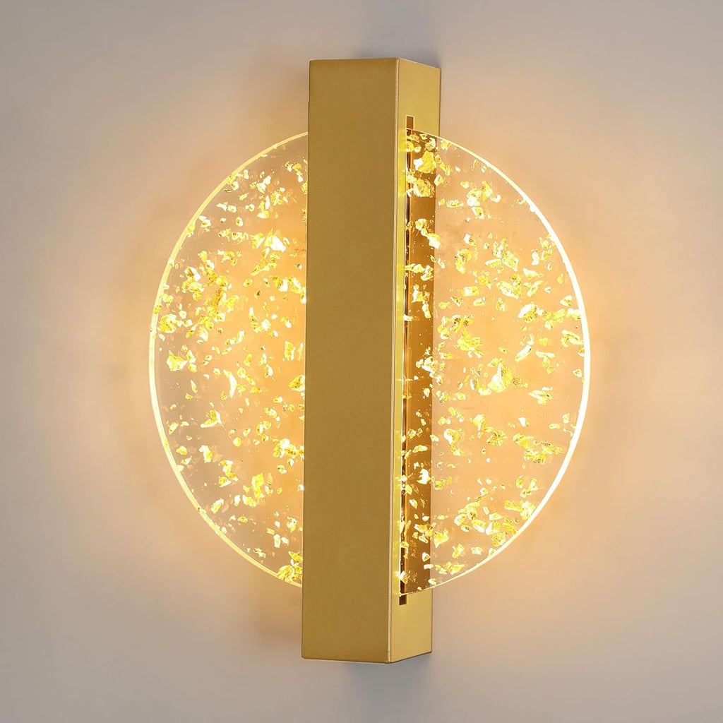 Wandleuchte – goldener Acrylrahmen, warmes Licht
