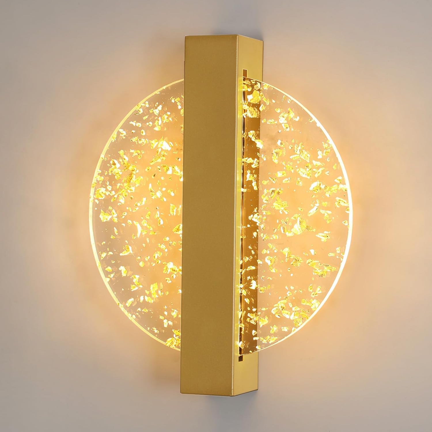 Wandleuchte – goldener Acrylrahmen, warmes Licht