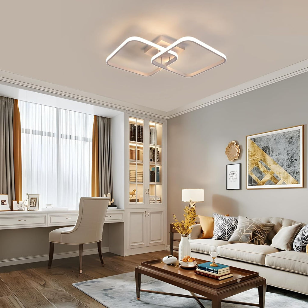 Ceiling Light - White Aluminium Frame, Warm Light
