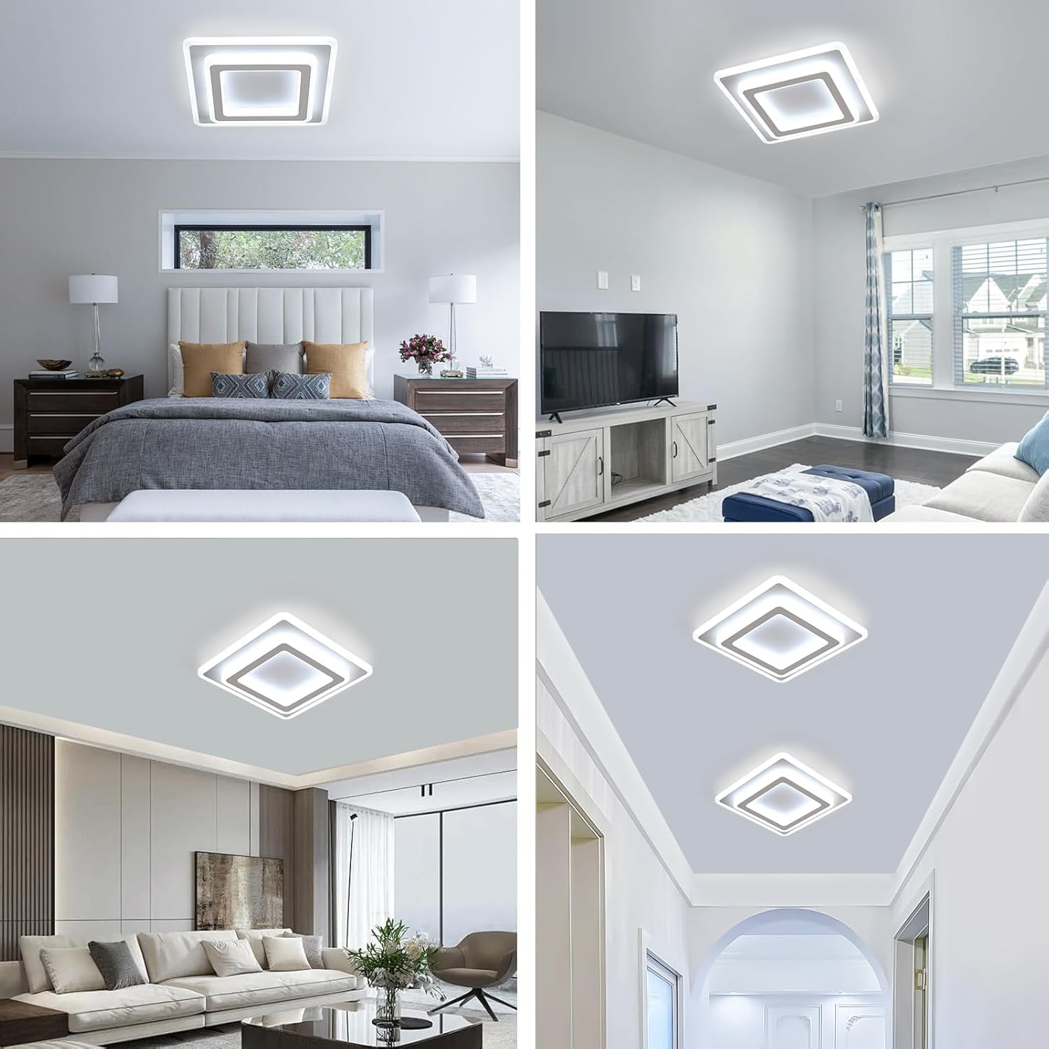 Ceiling Light - White Acrylic Frame, White Light