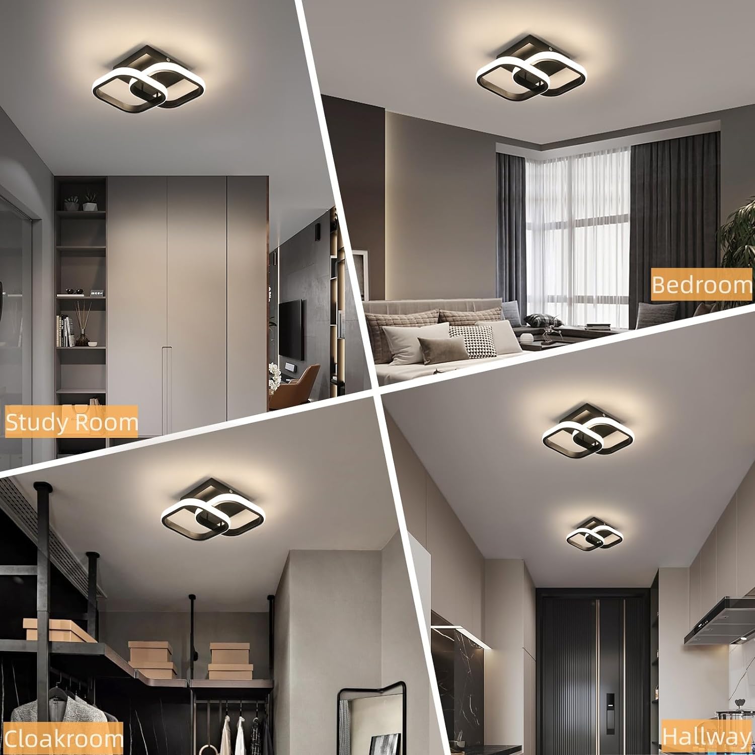 Ceiling Light - Black Aluminium Frame, Natural Light