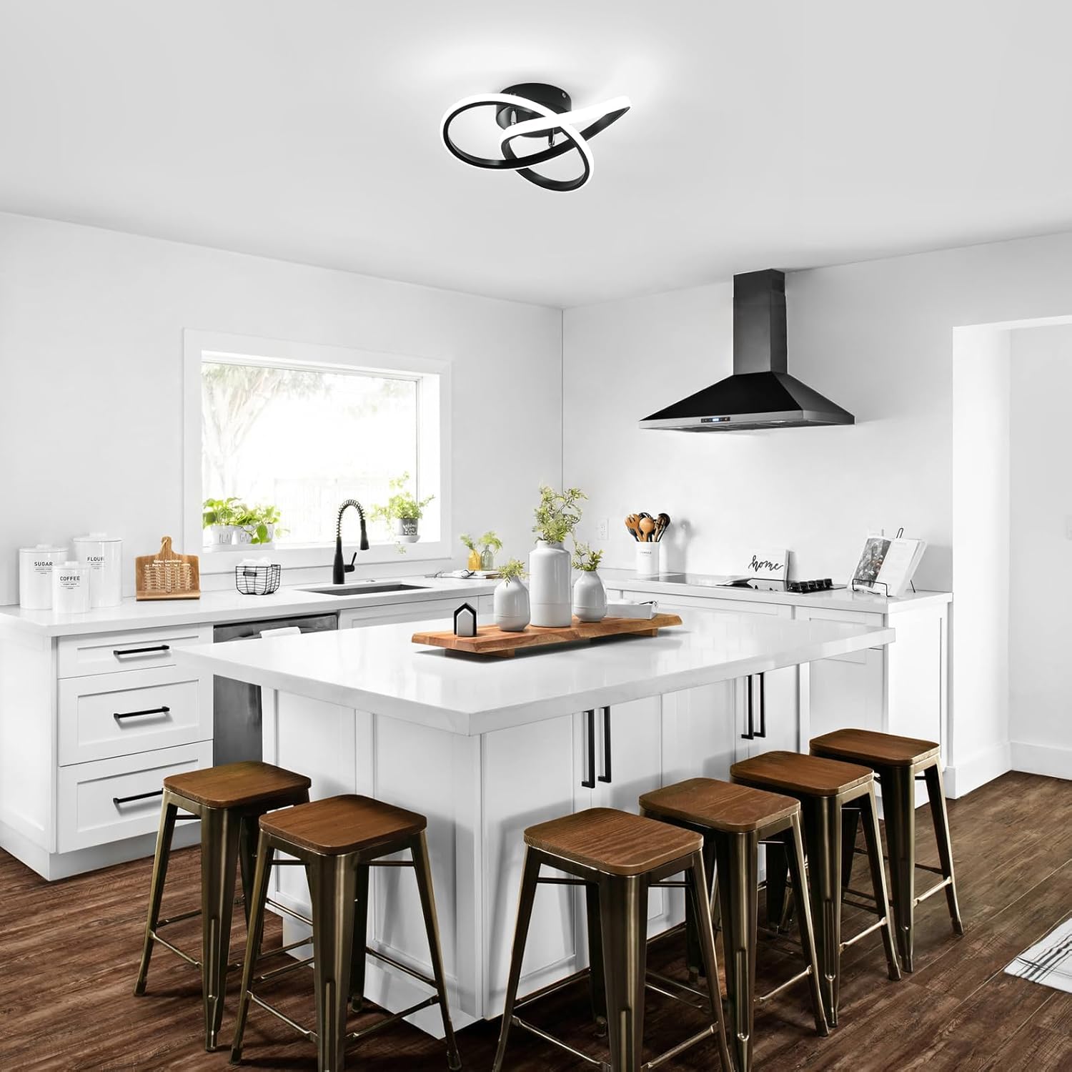 Ceiling Light - Black Aluminium Frame, White Light