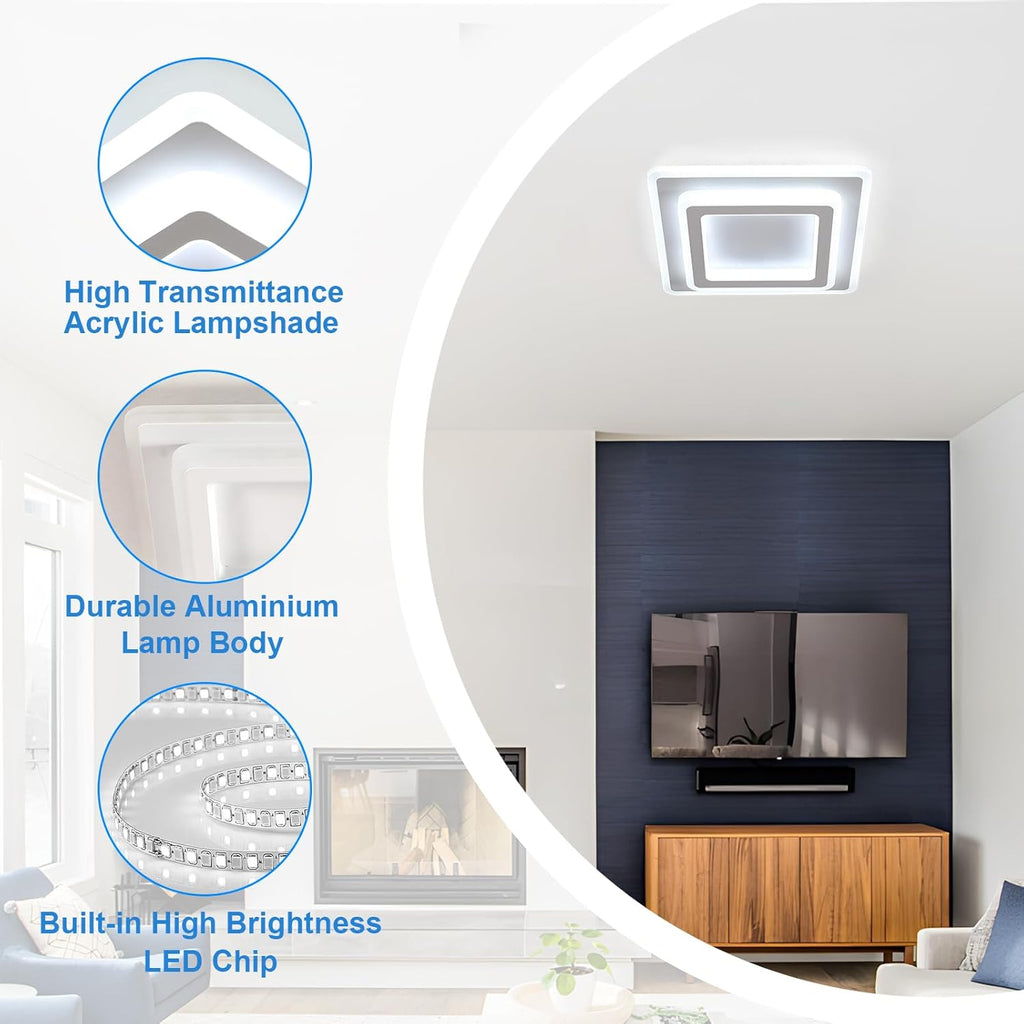 Ceiling Light - White Acrylic Frame, White Light