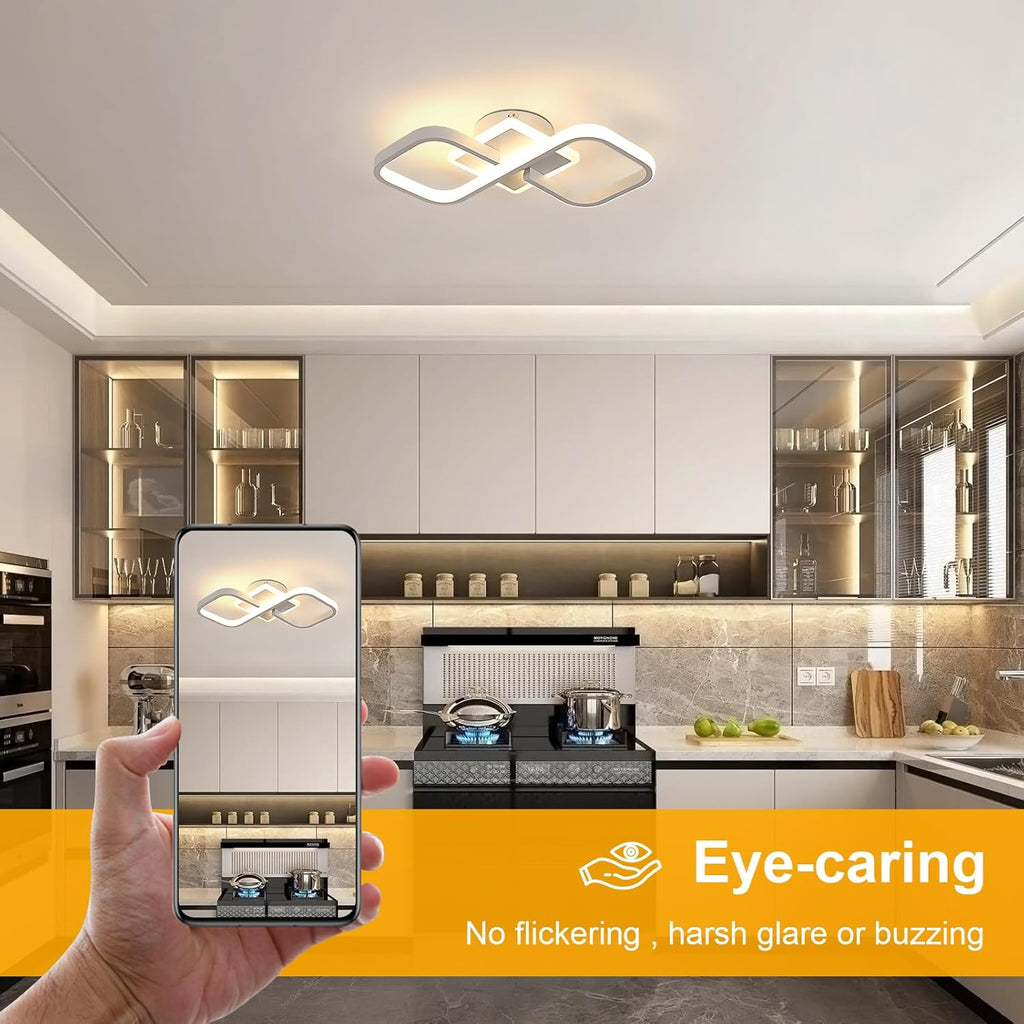 Ceiling Light - White Acrylic Frame, Warm Light