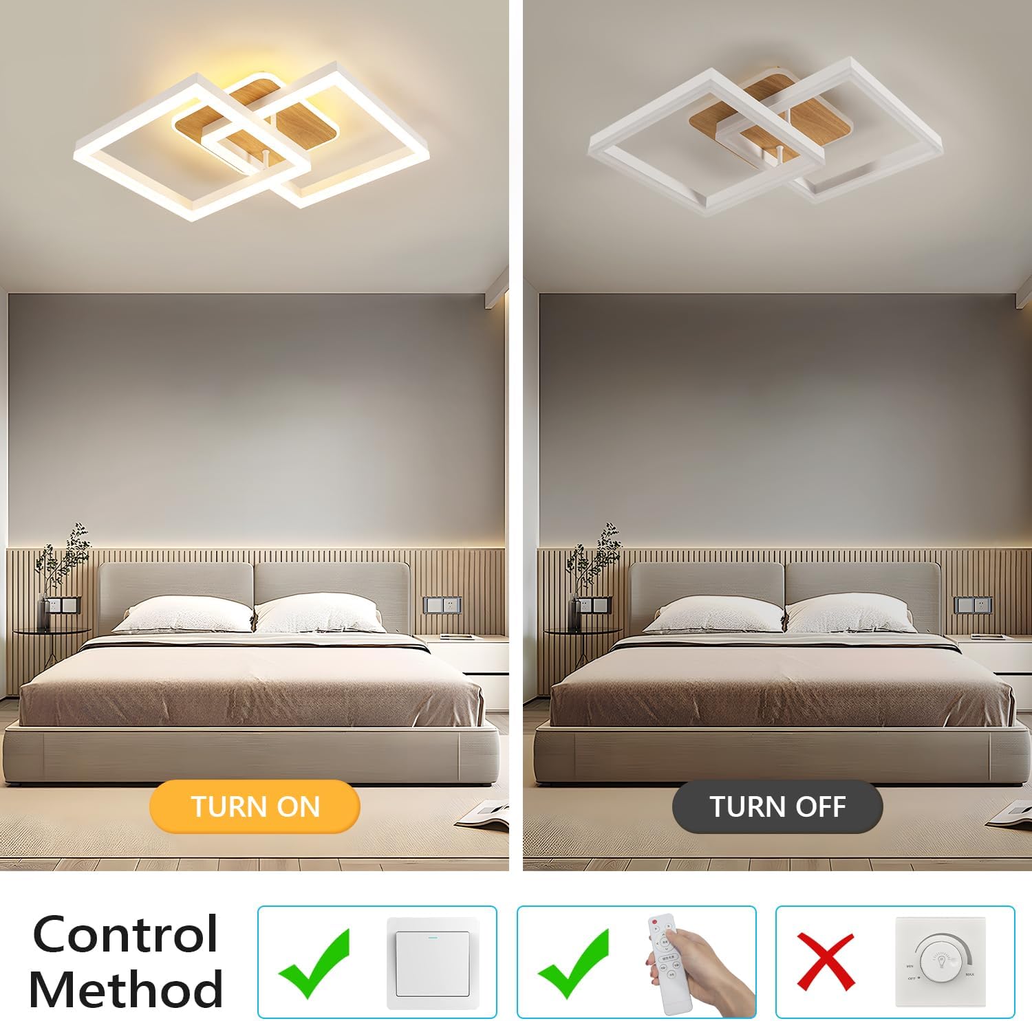 Ceiling Light - Wood Acrylic Frame, Tunable and Dimmable