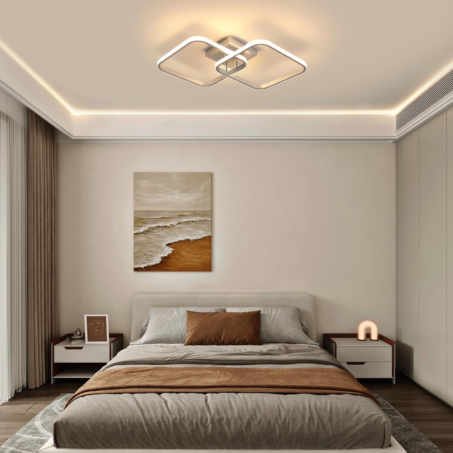 Ceiling Light - Silver Aluminium Frame, Tunable and Dimmable