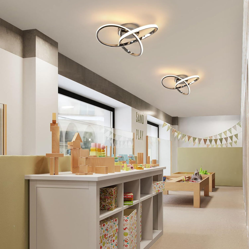 Ceiling Light - Chrome Aluminium Frame, Warm Light